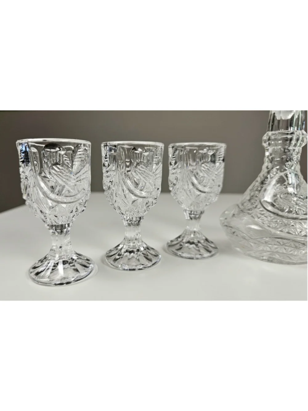 Vtg Hofbauer Byrdes Crystal Small Cordial Liqueur Decanter Set 6 Glasses Germany